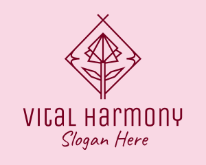 Maroon Geometric Rose  logo design