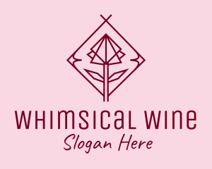 Maroon Geometric Rose  logo design