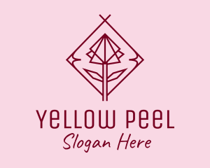 Maroon Geometric Rose  logo design