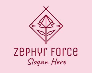 Maroon Geometric Rose  logo design