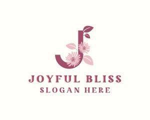 Botanical Flower Letter J logo design