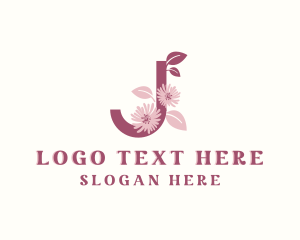 Botanical Flower Letter J Logo