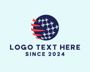 Patriotic Plane Globe logo