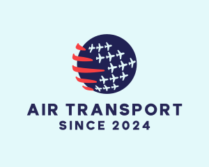 Patriotic Plane Globe logo design