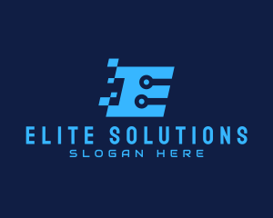 Blue Tech Letter E logo design