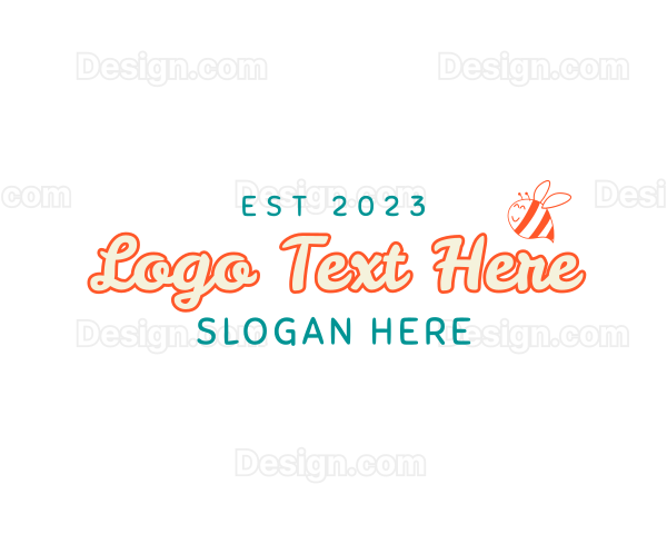 Happy Bee Wordmark Logo