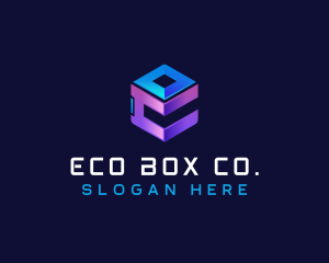 Cube Box Letter E logo design