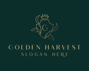 Gold Crown Shield logo design