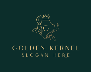 Gold Crown Shield logo design