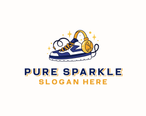 Sparkling Sneaker Headphones logo design