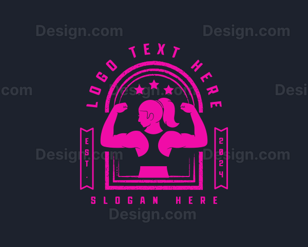 Muscular Female Gym Logo