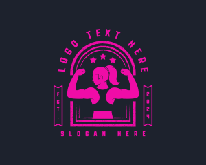 Gym - Muscular Female Gym logo design