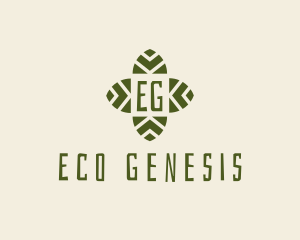 Leaf Cross Organic Eco logo design