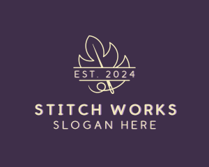 Leaf Needlecraft Stitching logo design