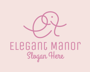 Pink Monoline Elephant  Logo