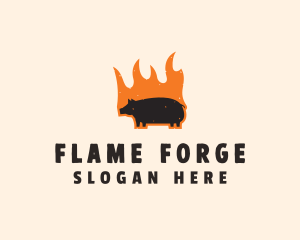 Flame Grill Pig logo design