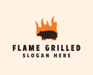 Flame Grill Pig logo design