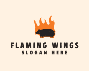 Flame Grill Pig logo design