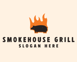 Flame Grill Pig logo design