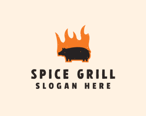 Flame Grill Pig logo design