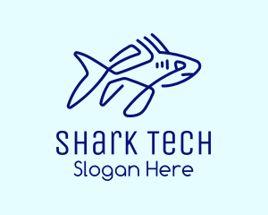 Blue Shark Monoline logo design