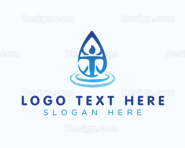 Human Body Water Droplet Logo
