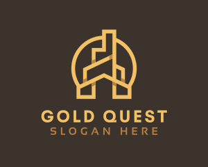 Gold Real Estate House logo design