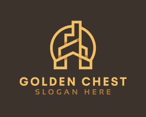 Gold Real Estate House logo design