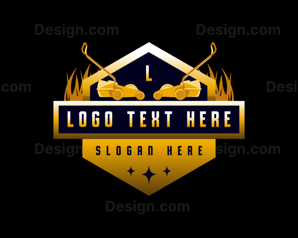 Grass Lawn Mowing Logo