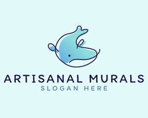 Humpback Whale Doodle logo design