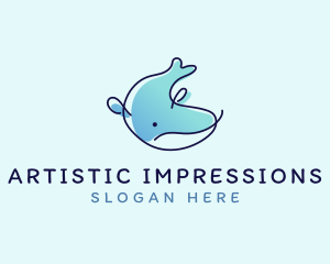 Humpback Whale Doodle logo design