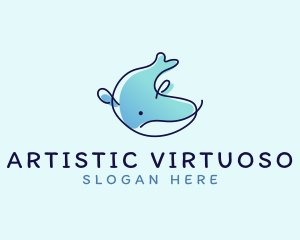 Humpback Whale Doodle logo design