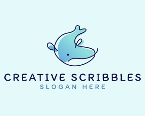 Humpback Whale Doodle logo design