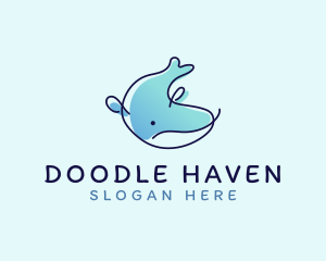 Humpback Whale Doodle logo design