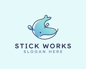 Humpback Whale Doodle logo design