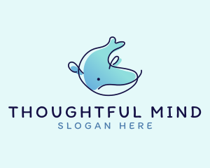 Humpback Whale Doodle logo design