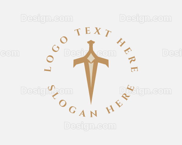 Elegant Dagger Sword Letter T Logo