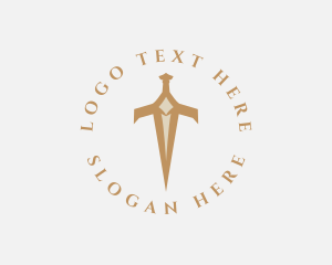 Elegant Dagger Sword Letter T logo