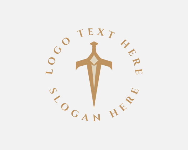 Elegant Dagger Sword Letter T logo