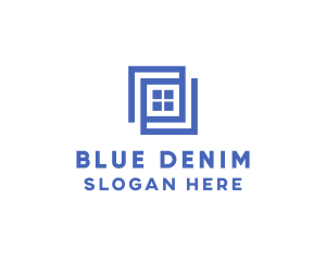 Geometric Blue Window logo design