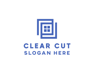 Geometric Blue Window logo design