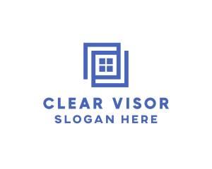 Geometric Blue Window logo design