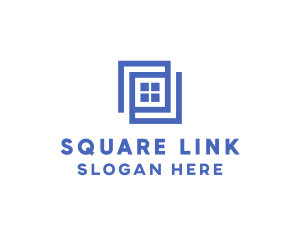 Geometric Blue Window logo design