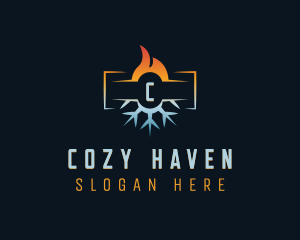 Flame Snowflake HVAC logo design