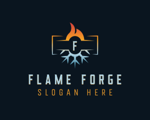 Flame Snowflake HVAC logo design