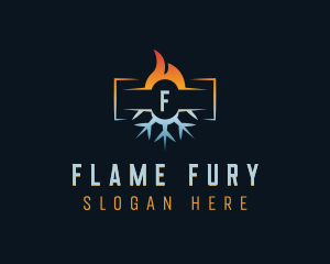 Flame Snowflake HVAC logo design