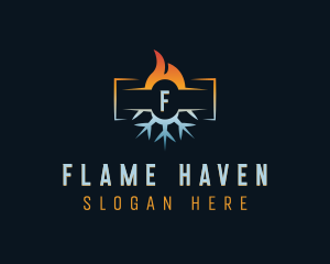 Flame Snowflake HVAC logo design