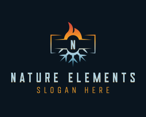 Flame Snowflake HVAC logo design