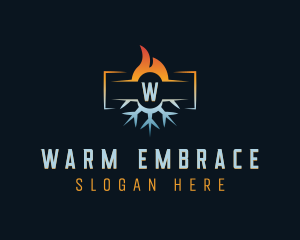 Flame Snowflake HVAC logo design