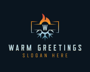 Flame Snowflake HVAC logo design